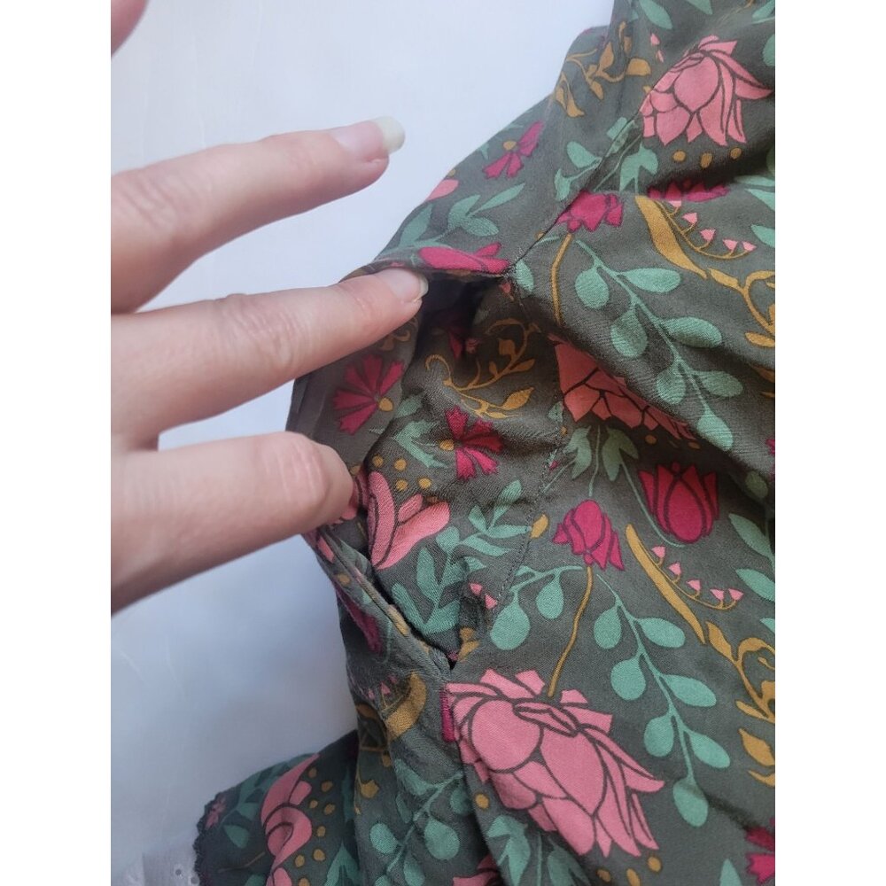 Matilda Jane Breaking New Ground dress with a green floral print and lace trim L - Picture 12 of 12